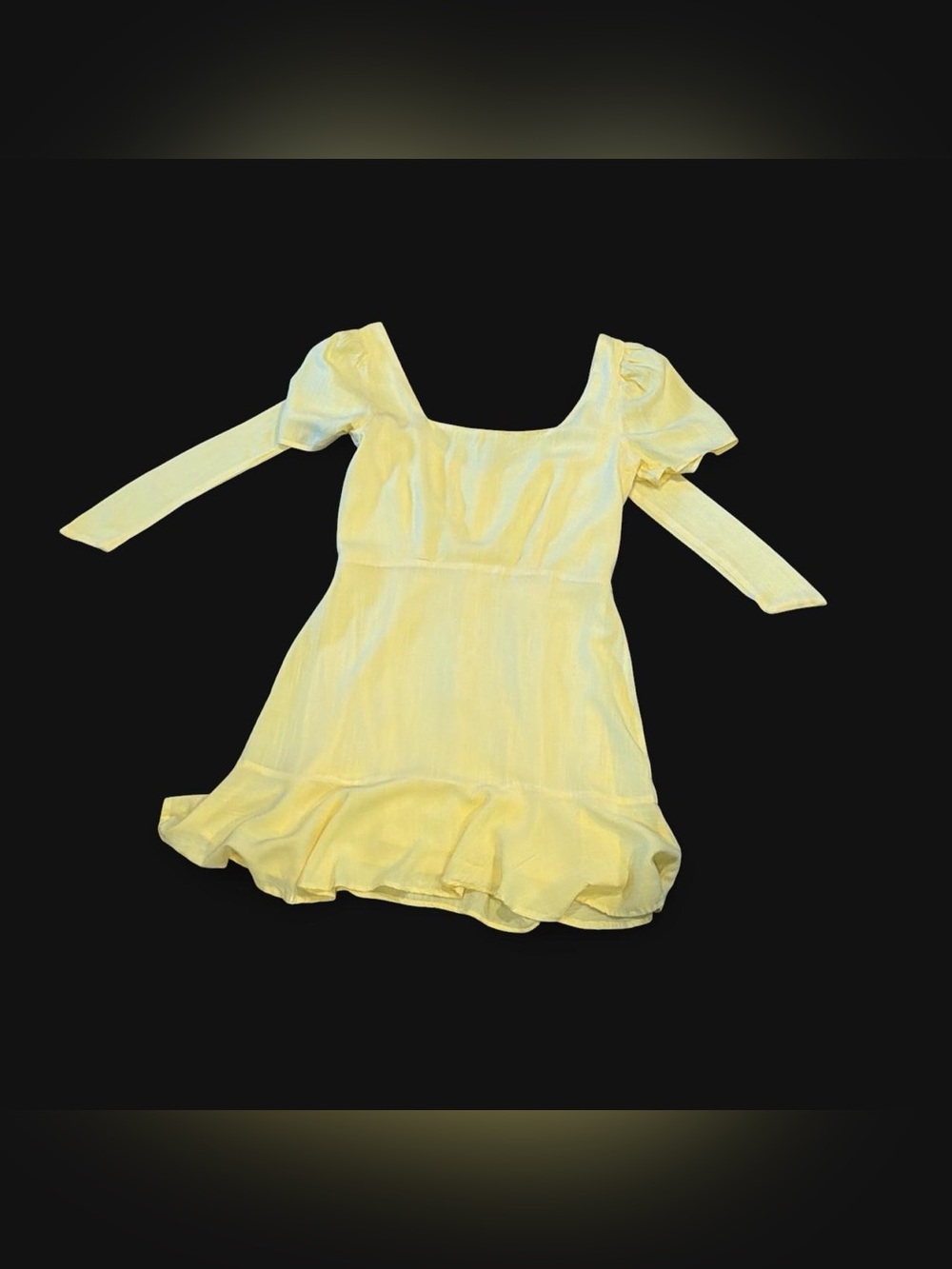 Altar’d State Yellow Puff Sleeve Square Neck Mini Dress